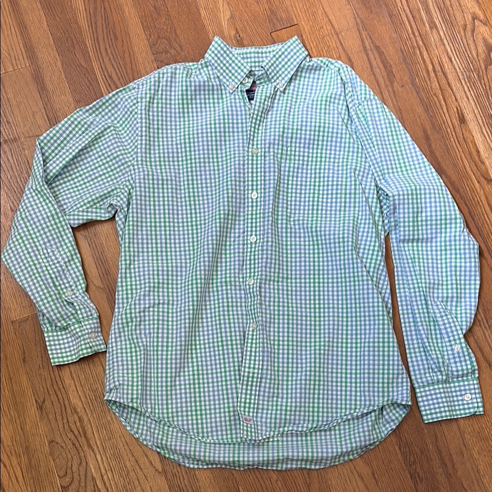 Vineyard Vines Green & Blue Checkered Men's Shirt